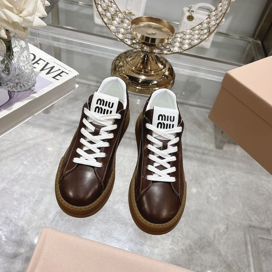 Miu Miu Cowhide Suede Thick Sole Casual Low-top Sneakers