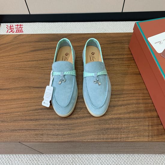 Loro Piana Color Block Loafers Soft Suede Upper Hand Stitched Durable Sole
