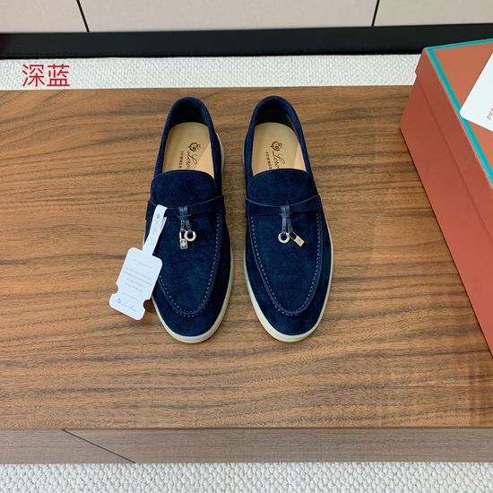 Loro Piana Suede Loafers Hand-Stitched Leather Sole Lined Shoes