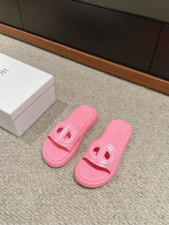 Christian Dior Cutout Design Cowhide Upper Comfortable Slide Slippers