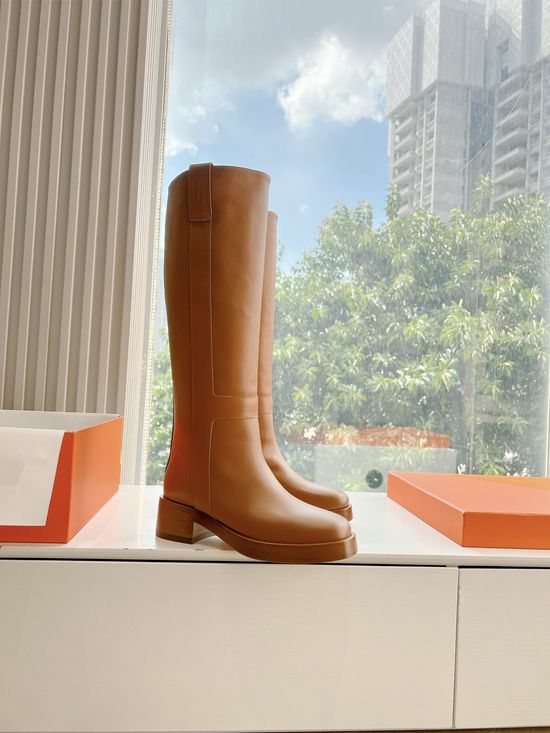 Hermes Genuine Leather Knee High Tall Riding Boots