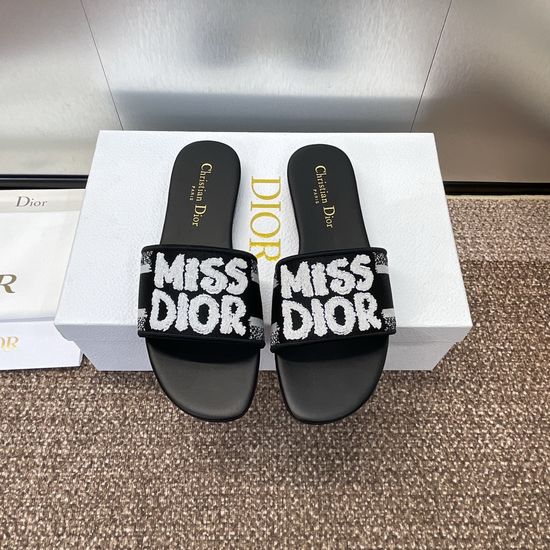 Christian Dior Embroidered Cylindrical Heel Sandals with Classic Logo