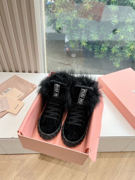 Miu Miu Shearling Lined Warm Winter Ankle Boots