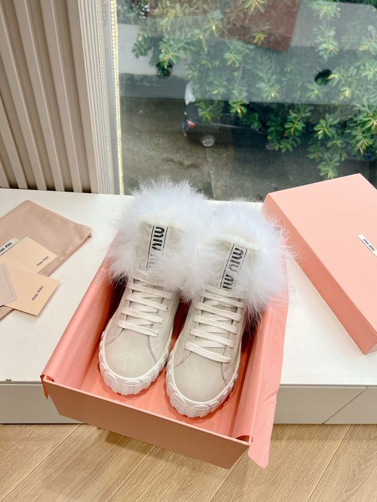Miu Miu Shearling Lined Warm Winter Ankle Boots