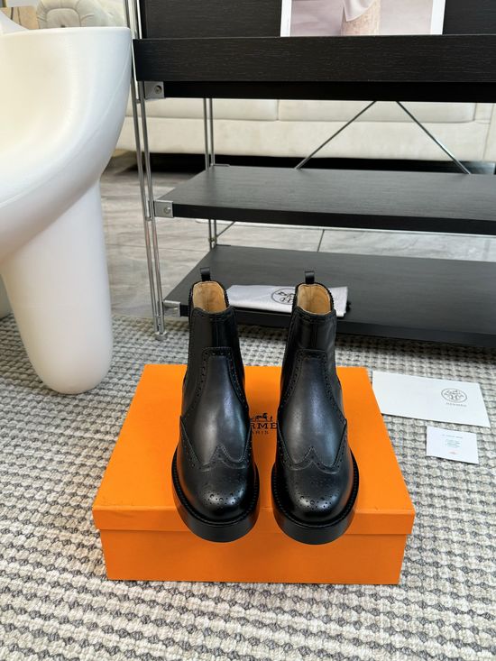 Hermes Premium Leather Low Ankle Fashion Chelsea Boots