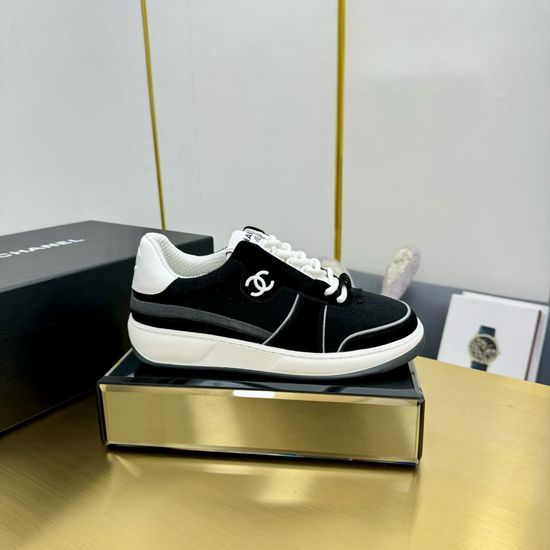 Chanel Classic Black White Color Block Casual Sneakers
