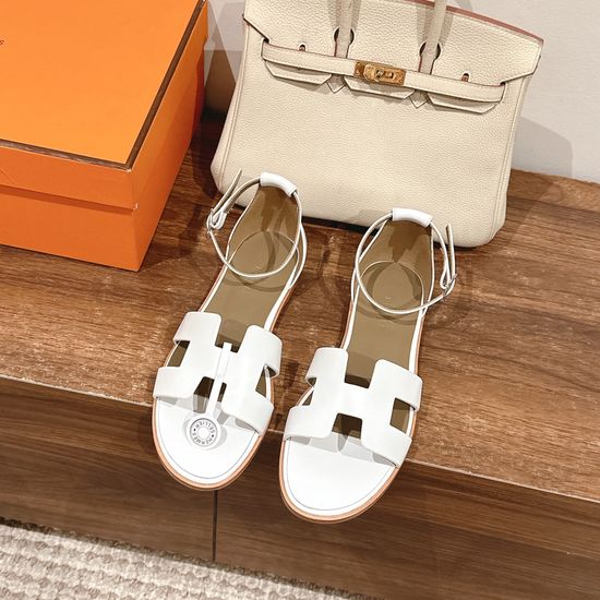 Hermes Classic Handmade Enamel Leather Sandals Casual Daily Style