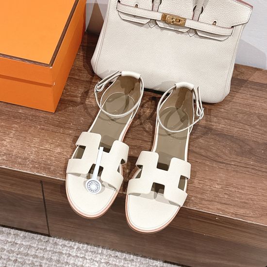 Hermes Classic Handmade Enamel Leather Sandals Casual Daily Style
