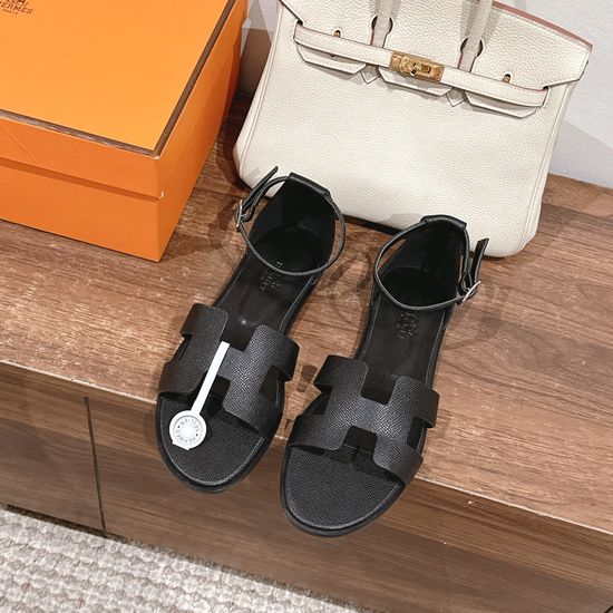 Hermes Classic Handmade Enamel Leather Sandals Casual Daily Style