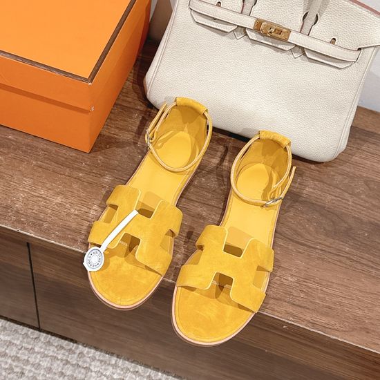 Hermes Classic Adjustable Ankle Strap Leather Sandals Premium Quality