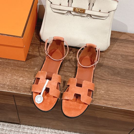 Hermes Classic Adjustable Ankle Strap Leather Sandals Premium Quality