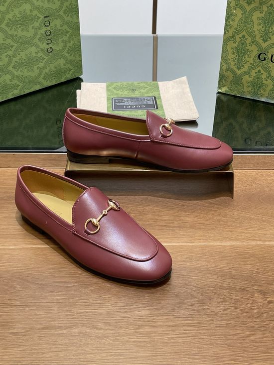 Gucci Burgundy Leather Horsebit Loafer Casual Shoes