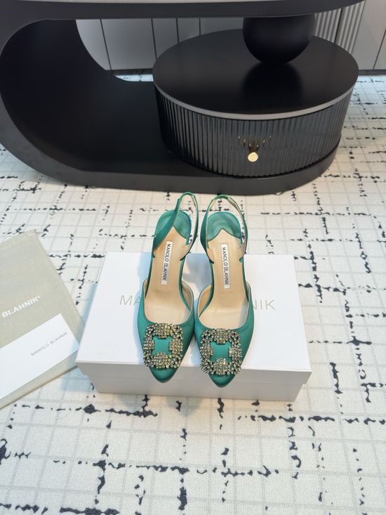 Manolo Blahnik Classic Silk Upper Sandal with Genuine Leather Sole