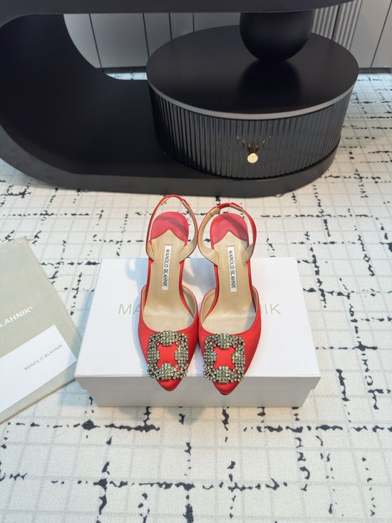 Manolo Blahnik Classic Silk Upper Sandal with Genuine Leather Sole