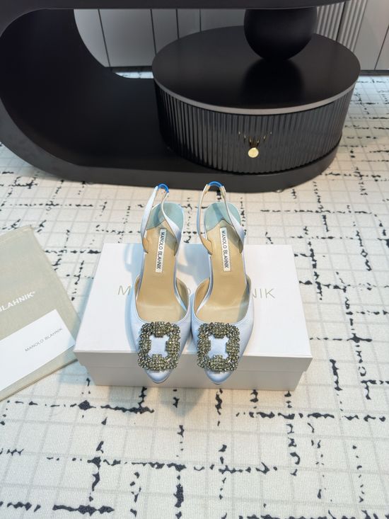 Manolo Blahnik Classic Silk Upper Sandal with Genuine Leather Sole