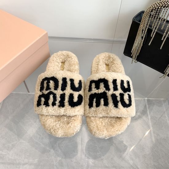 Miu Miu Soft Shearling Lined Cozy Non-slip Warm Slippers