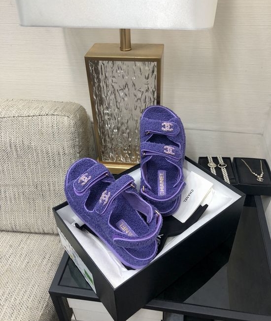 Gucci Top Quality Fuzzy Velcro Slip-On Sandals