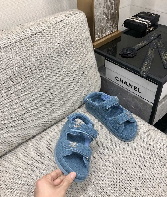 Gucci Top Quality Fuzzy Velcro Slip-On Sandals