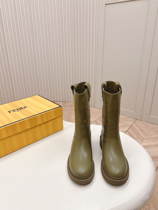 Fendi Leather Upper Boots Classic Pattern Stylish Comfortable Footwear