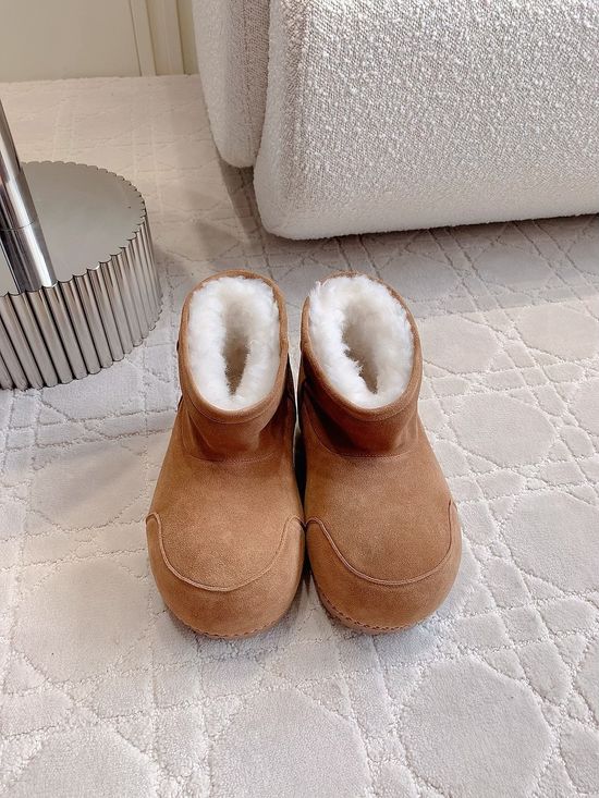 Balenciaga Warm Fleece Lined Platform Ankle Boots Non-slip Sole
