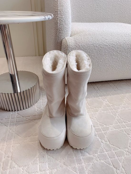 Balenciaga Warm Fleece Lined Platform Ankle Boots Non-slip Sole