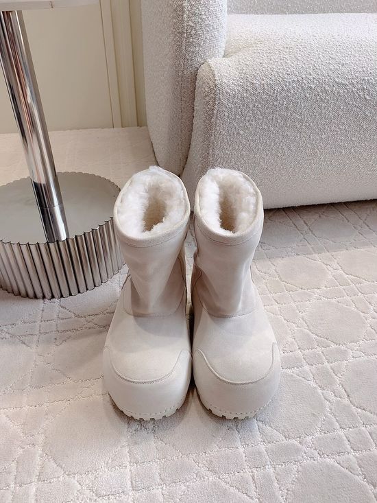 Balenciaga Warm Fleece Lined Platform Ankle Boots Non-slip Sole
