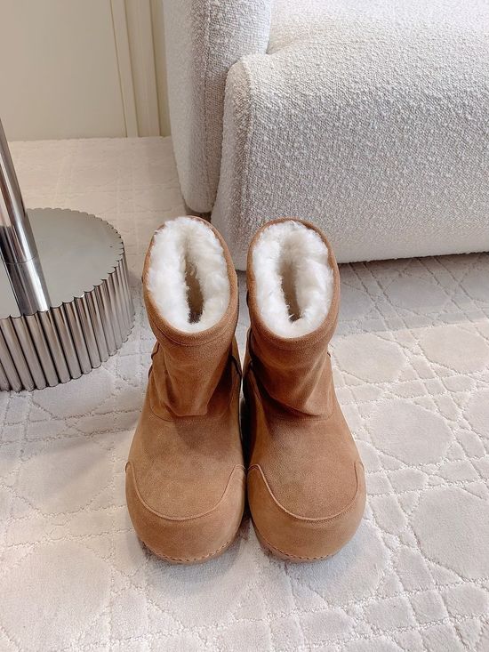 Balenciaga Warm Fleece Lined Platform Ankle Boots Non-slip Sole