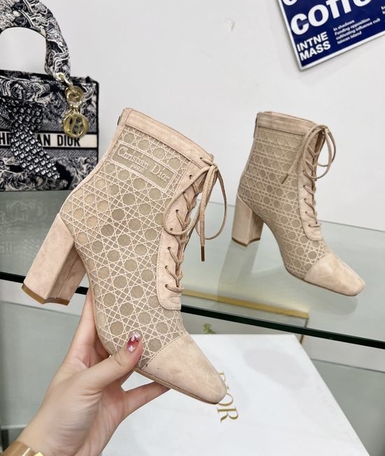 Christian Dior CD Chic Embroidered High-Heeled Ankle Boots