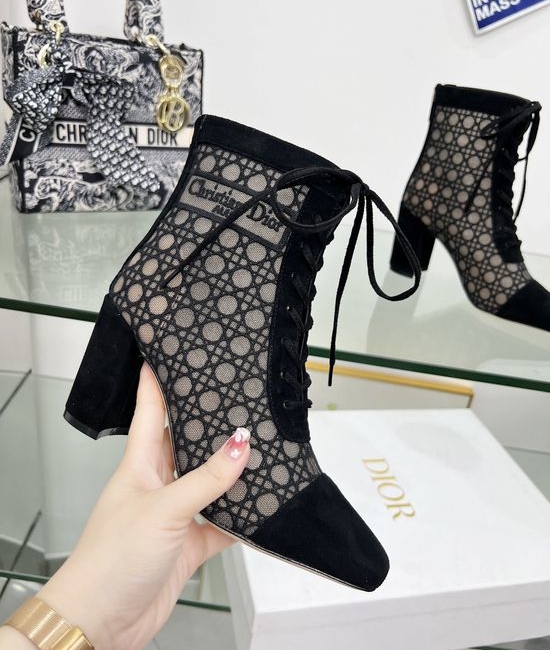 Christian Dior CD Chic Embroidered High-Heeled Ankle Boots