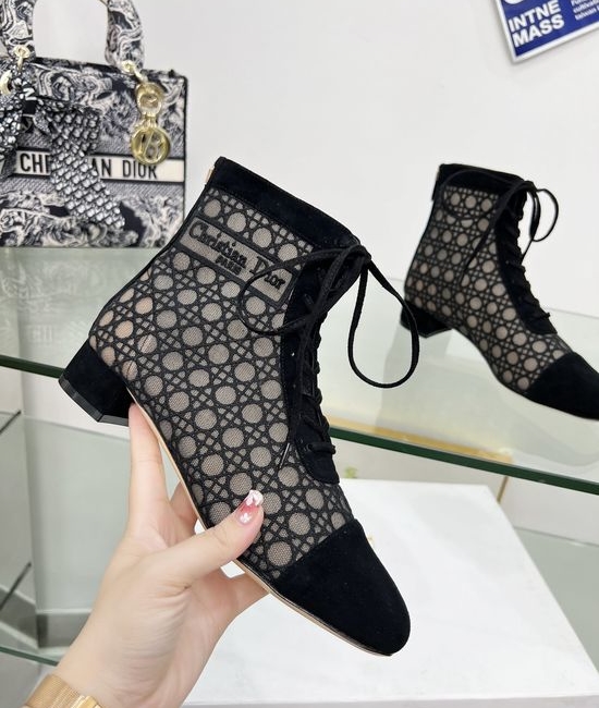 Christian Dior CD Embroidered Floral High-Heeled Ankle Boots