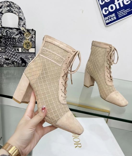 Christian Dior CD Exquisite Embroidered High-Heeled Net Boots