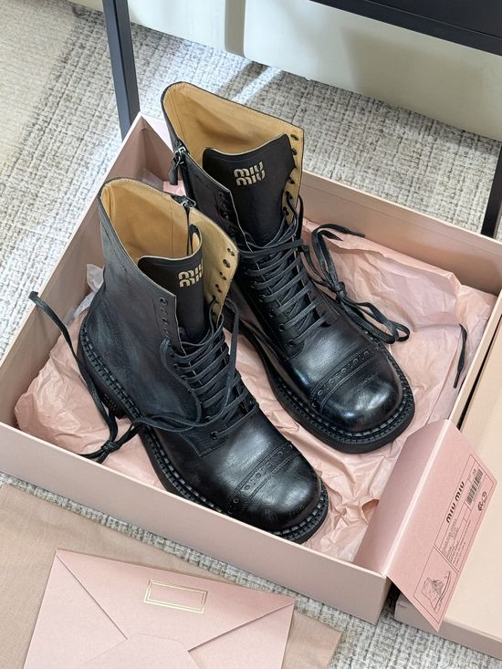 Miu Miu Premium Genuine Leather Soft Ankle Boots