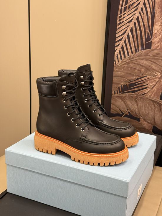 Prada Cowhide Outdoor Style Comfortable Motorcycle Boots