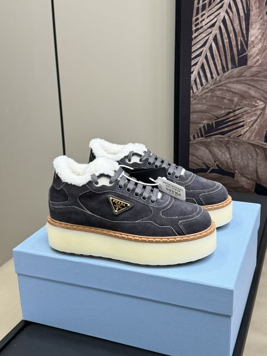Prada Shearling Lined Cow Suede Non-slip Short Boots