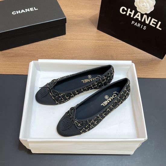 Chanel Two-tone Leather Slingback Ballet Flats with Real Leather Sole