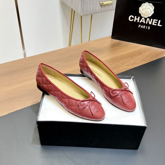 Chanel Two-tone Leather Slingback Ballet Flats with Real Leather Sole