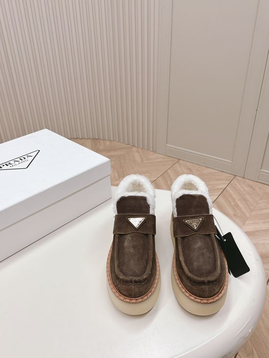 Prada Brushed Fleece Lined Platform Winter Boots
