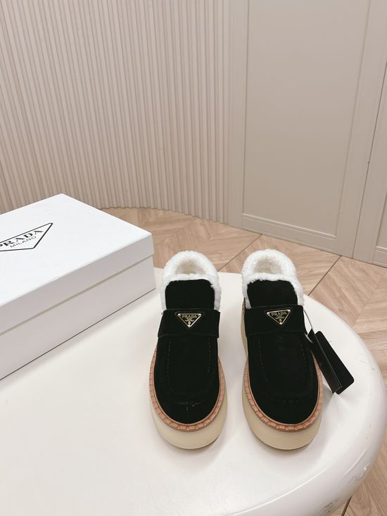 Prada Brushed Fleece Lined Platform Winter Boots