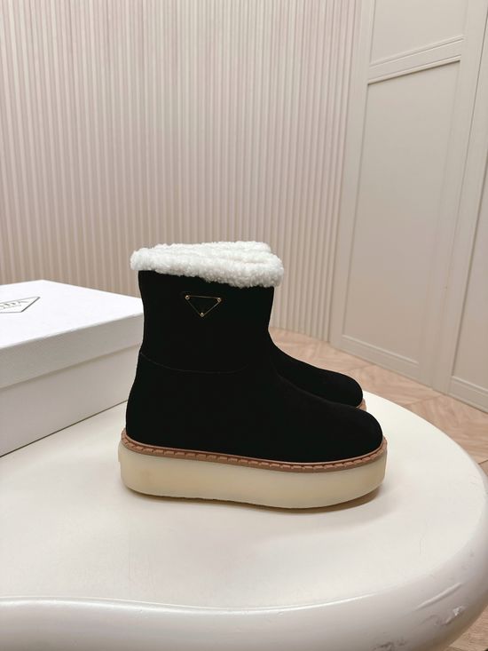 Prada Brushed Fleece Lined Platform Winter Boots