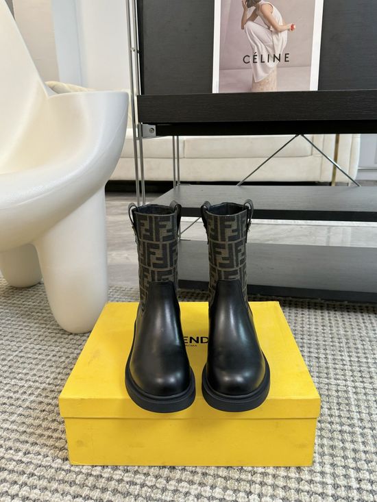 Fendi Vintage Pattern Leather Knee-high Boots