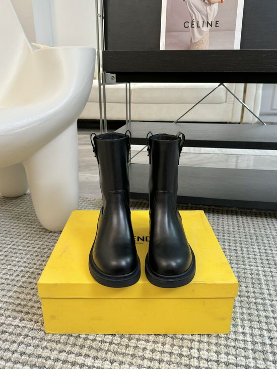 Fendi Vintage Pattern Leather Knee-high Boots