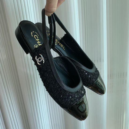 Chanel Classic Two Tone Pointed Toe Slingback Flats