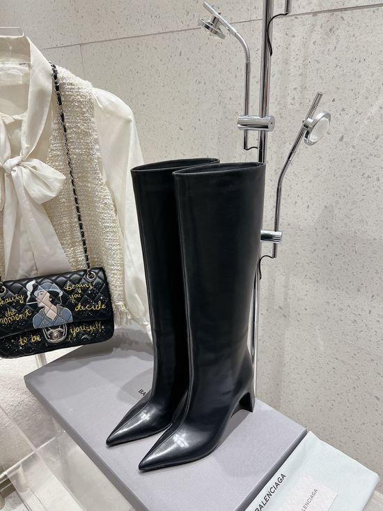 Balenciaga Pointed Toe High Heel Ankle Boots With Side Zipper