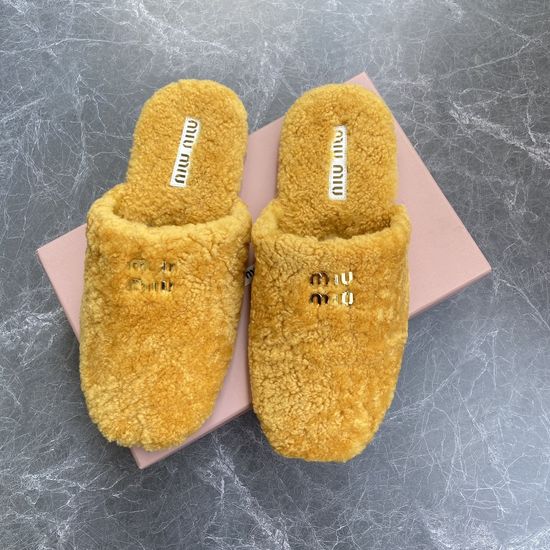 Miu Miu Soft Plush Wool Lined Warm Cozy Slippers