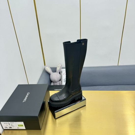Chanel Genuine Leather Pointed Ankle Boots with Decorative Buckle
