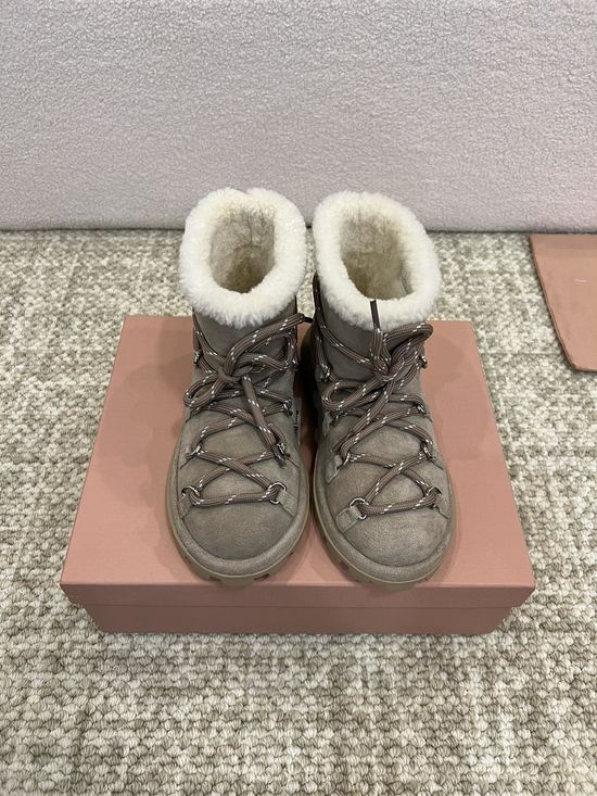 Miu Miu Lace-up Fleece Lined Ankle Snow Boots Warm Non-slip
