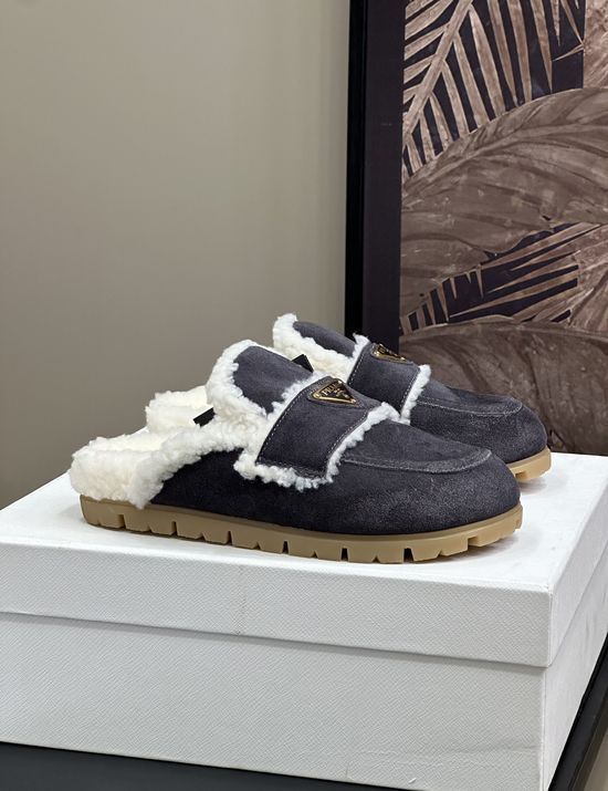 Prada Soft Plush Lined Warm Slip On Slippers