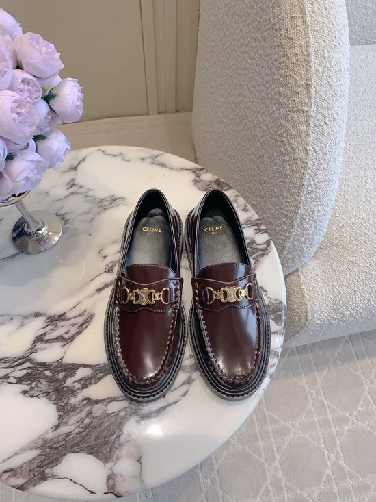 Celine Classic Logo Decor Loafer Shoes Versatile Comfortable