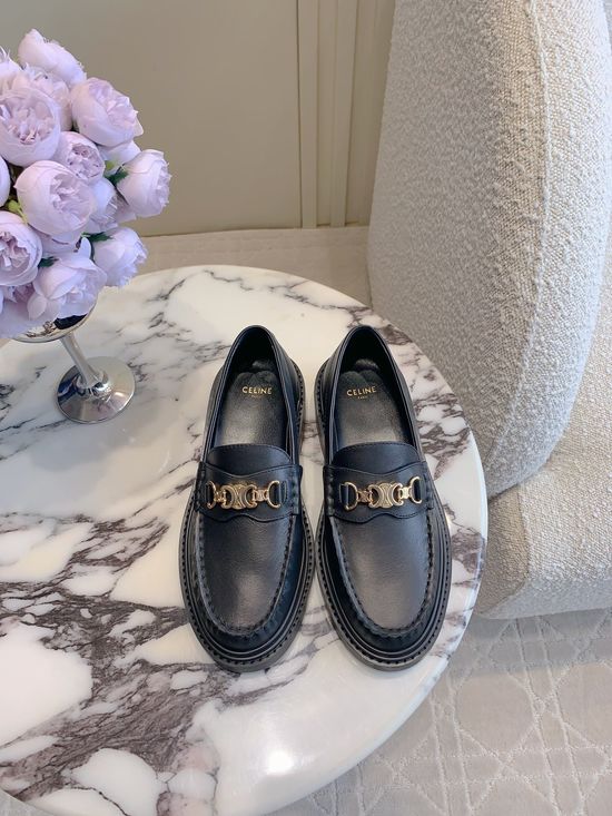 Celine Classic Logo Decor Loafer Shoes Versatile Comfortable