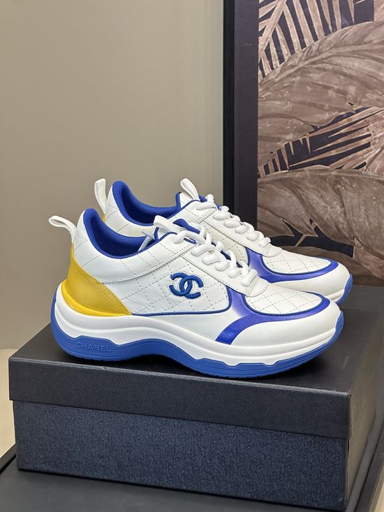 Chanel Embroidered Logo Cowhide Casual Sports Sneakers